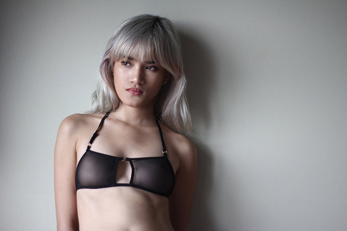 SEFRA miles black mesh halter bralette Sefra handmade bespoke size you inclusive size lingerie Philippines lace bralette
